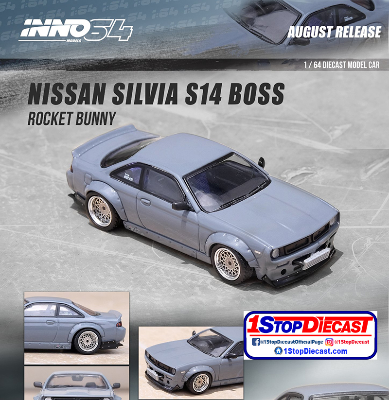INNO64 1/64 NISSAN SILVIA  S14 ROCKET BUNNY BOSS AERO GREY / *FREE USA SHIPPING