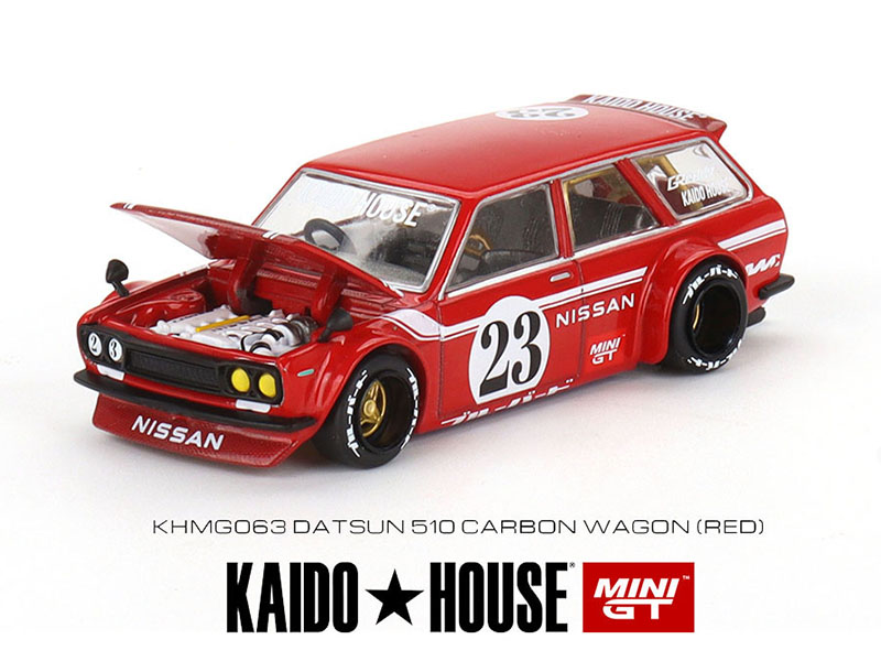 MINI GT 1/64 KAIDO HOUSE DATSUN 510 CARBON FIBER  V2 RED / *FREE USA SHIPPING