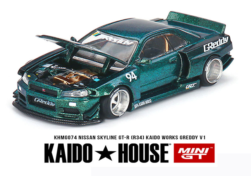 MINI GT 1/64 KAIDO HOUSE NISSAN SKYLINE GT-R R34 GREDDY GREEN  / *FREE USA SHIPPING