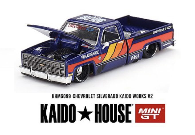 MINI GT 1/64 KAIDO HOUSE CHEVY SILVERADO KAIDO WORKS V2 BLUE/ *FREE USA SHIPPING