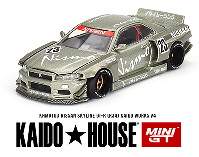 MINI GT 1/64 KAIDO HOUSE NISSAN SKYLINE GT-R R34 V4 MIL GRN / *FREE USA SHIPPING