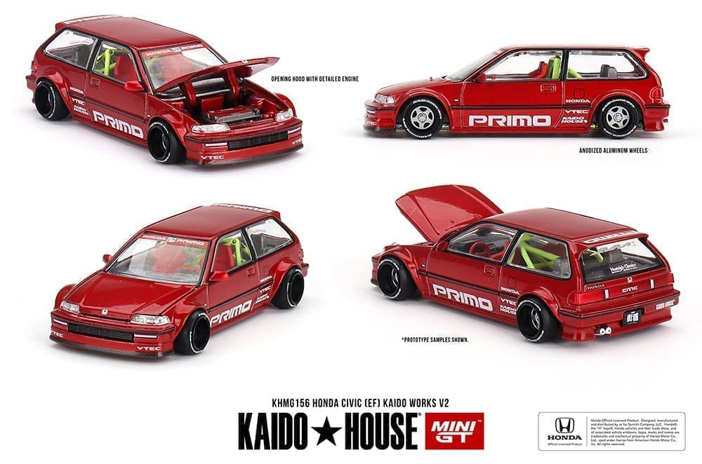 MINI GT 1/64 KAIDO HOUSE HONDA CIVIC EF V2 METALLIC RED  / *FREE USA SHIPPING