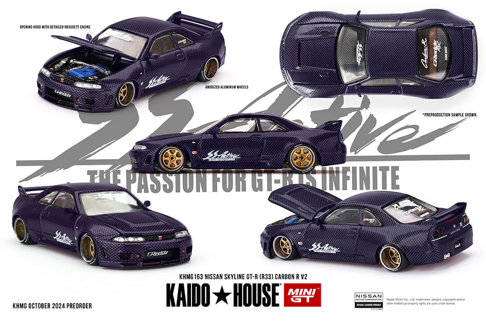 MINI GT 1/64 KAIDO HOUSE NISSAN SKYLINE GT-R R33 PURPLE CARBON / *FREE USA SHIPPING