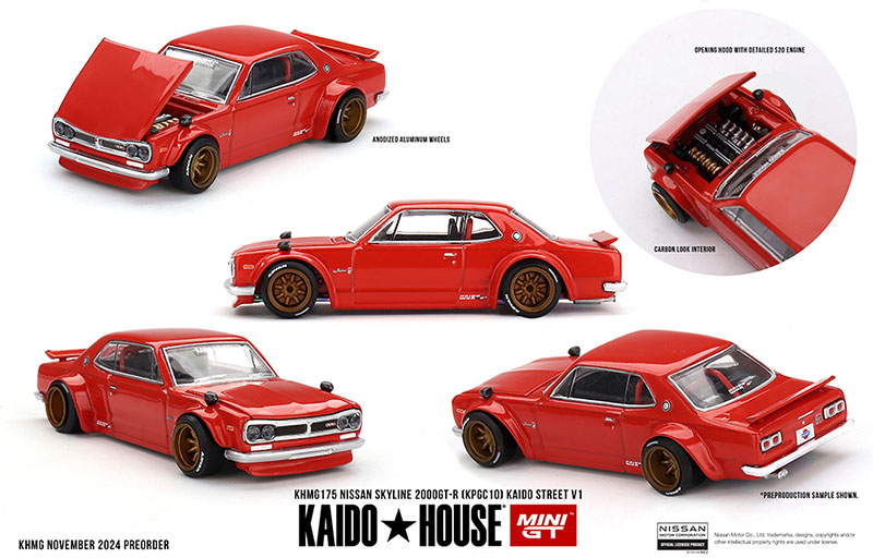 MINI GT 1/64 KAIDO HOUSE NISSAN SKYLINE 2000GT-R STREET V1 RED / *FREE USA SHIPPING