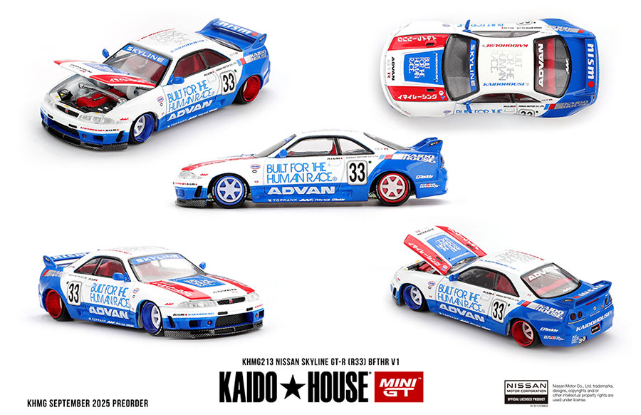 MINI GT 1/64 KAIDO HOUSE NISSAN SKYLINE GT-R R33 BFTHR V1 BLUE AND WHITE TWO TONE  / *FREE USA SHIPPING