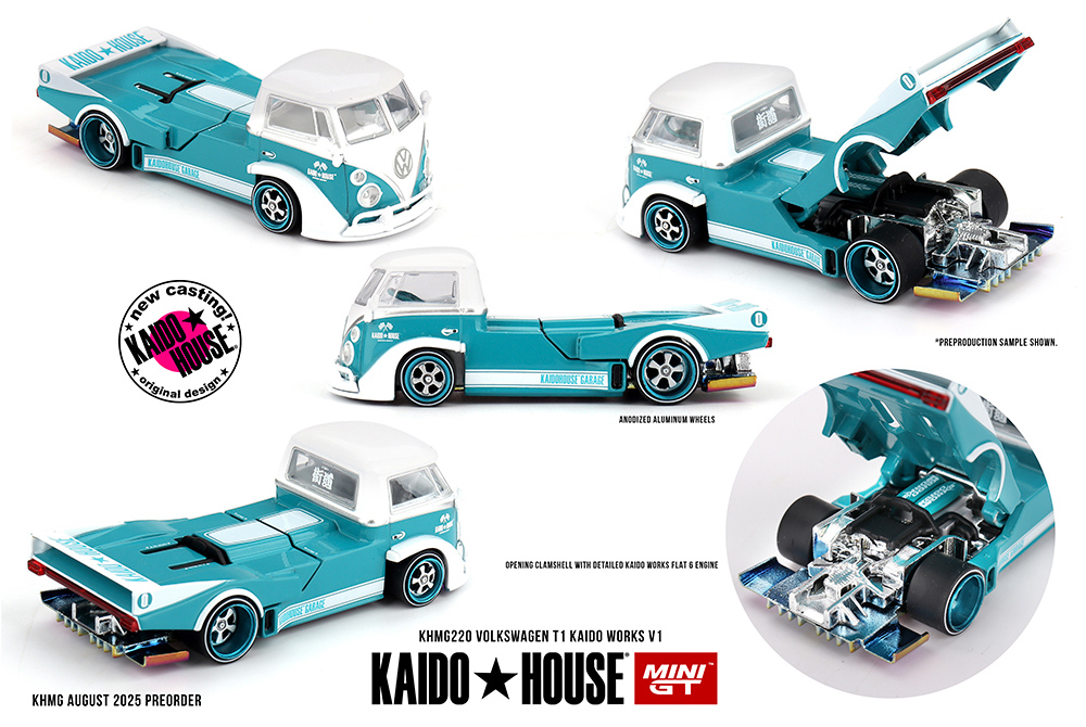 MINI GT 1/64 KAIDO HOUSE VOLKSWAGEN T1 WORKS V1 TURQUOISE / WHITE / *FREE USA SHIPPING