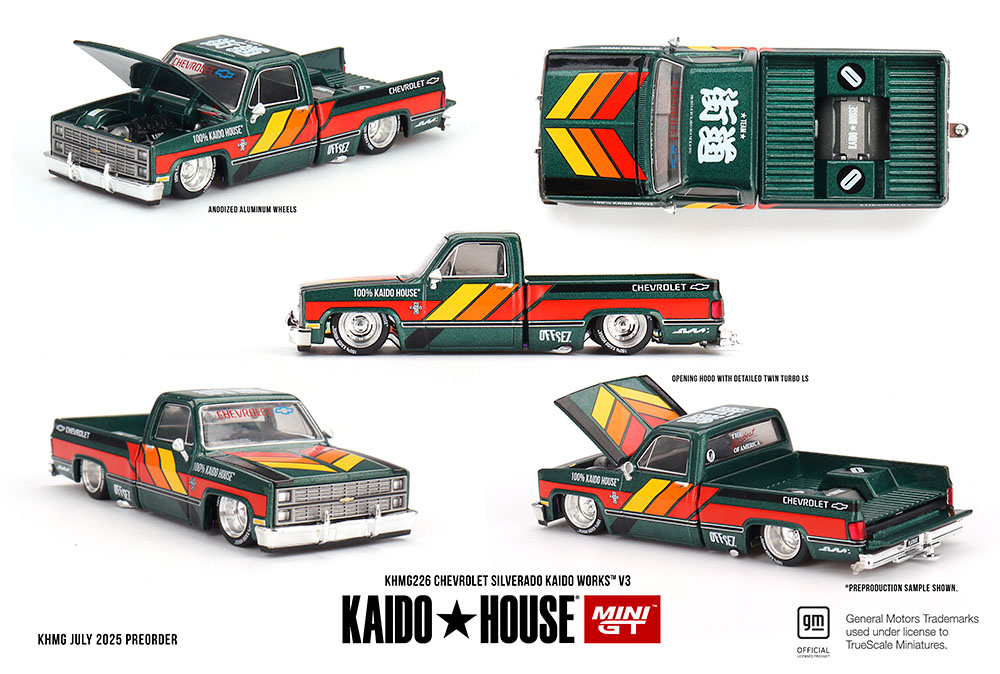 MINI GT 1/64 KAIDO HOUSE CHEVY SILVERADO V3 DARK GREEN  / *FREE USA SHIPPING