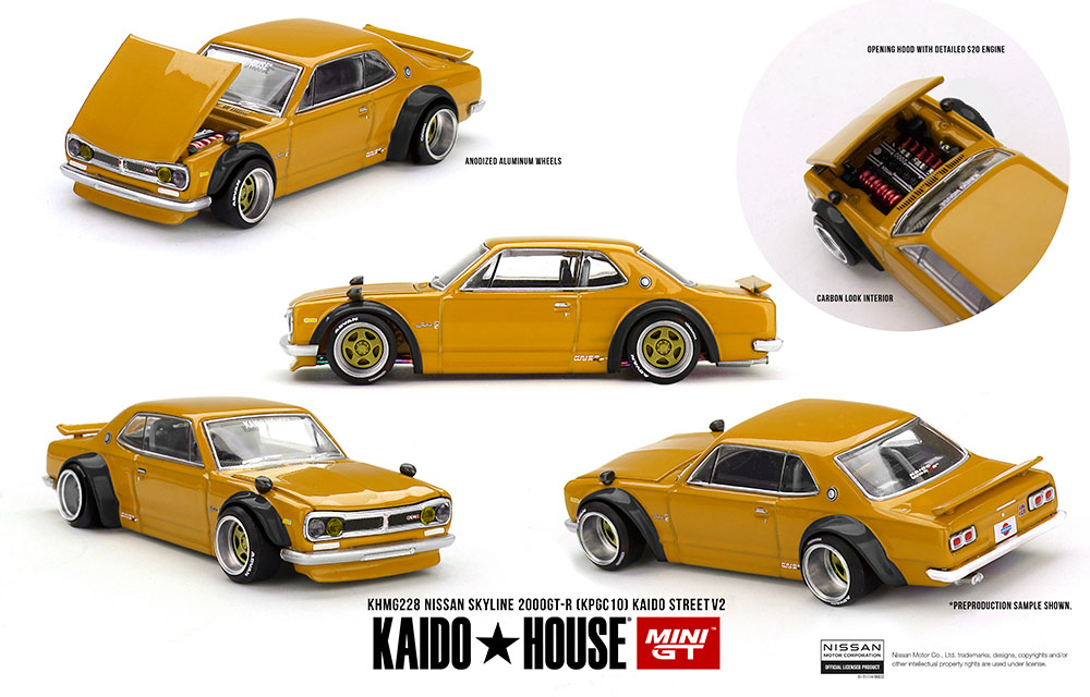 MINI GT 1/64 KAIDO HOUSE NISSAN 2000 GT-R YELLOW  / *FREE USA SHIPPING