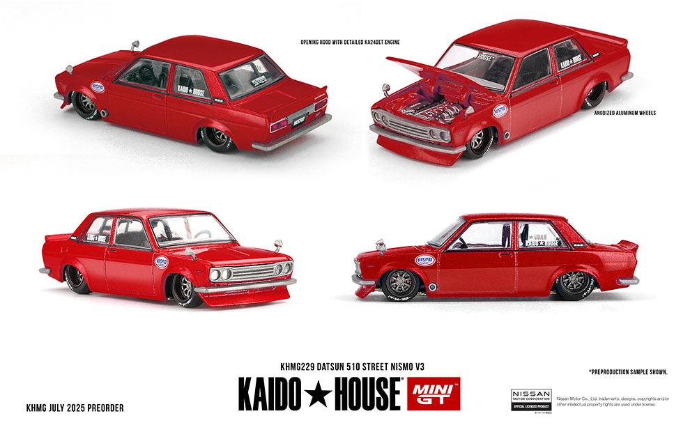 MINI GT 1/64 KAIDO HOUSE DATSUN 510 STREET V3 RED  / *FREE USA SHIPPING