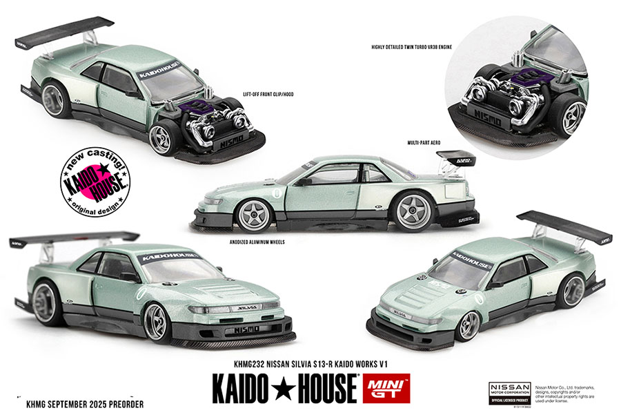 MINI GT 1/64 KAIDO HOUSE NISSAN SILVIA S13-R KW SEA FOAM GREEN  / *FREE USA SHIPPING