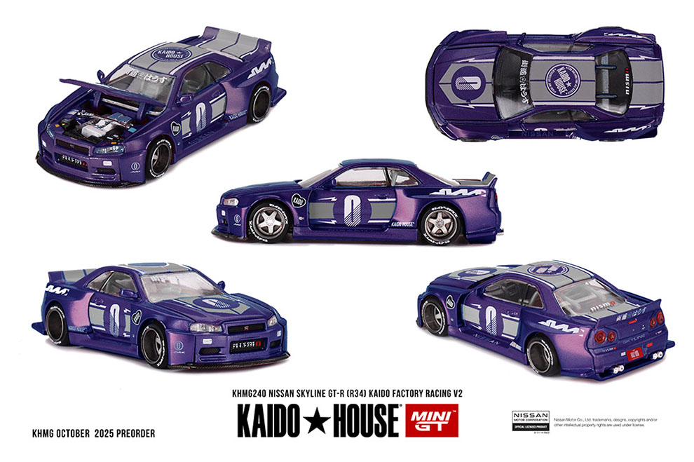 MINI GT 1/64 KAIDO HOUSE NISSAN SKYLINE GT-R R34 MID PURPLE  / *FREE USA SHIPPING