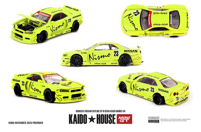 MINI GT 1/64 KAIDO HOUSE NISSAN SKYLINE GT-R R34 YELLOW  / *FREE USA SHIPPING
