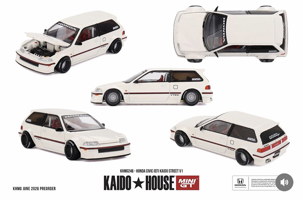 MINI GT 1/64 KAIDO HOUSE HONDA CIVIC EF STREET WHITE / *FREE USA SHIPPING