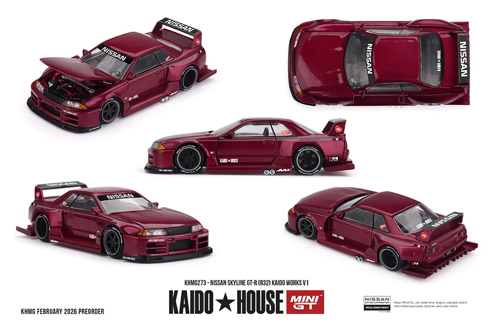MINI GT 1/64 KAIDO HOUSE NISSAN SKYLINE GT0R R32 BURGUNDY   / *FREE USA SHIPPING