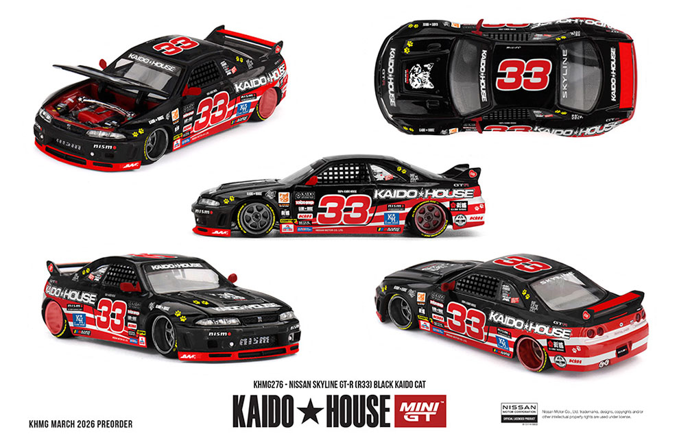MINI GT 1/64 KAIDO HOUSE NISSAN SKYLINE GTR R33 BLACK CAT  / *FREE USA SHIPPING