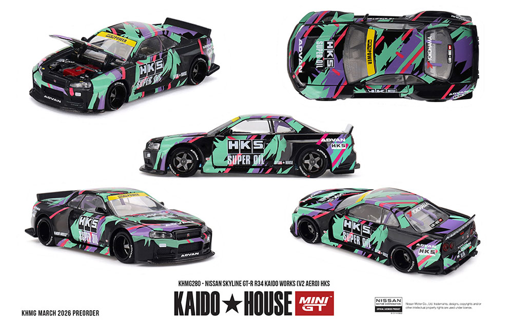 MINI GT 1/64 KAIDO HOUSE NISSAN SKYLINE GTR R34 HKS  / *FREE USA SHIPPING