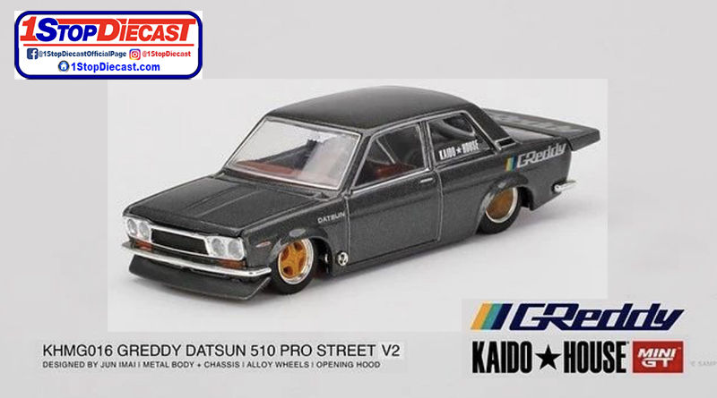 MINI GT 1/64 KAIDO HOUSE DATSUN 510 GREDDY GUNMETAL GRAY V2 / *FREE USA SHIPPING