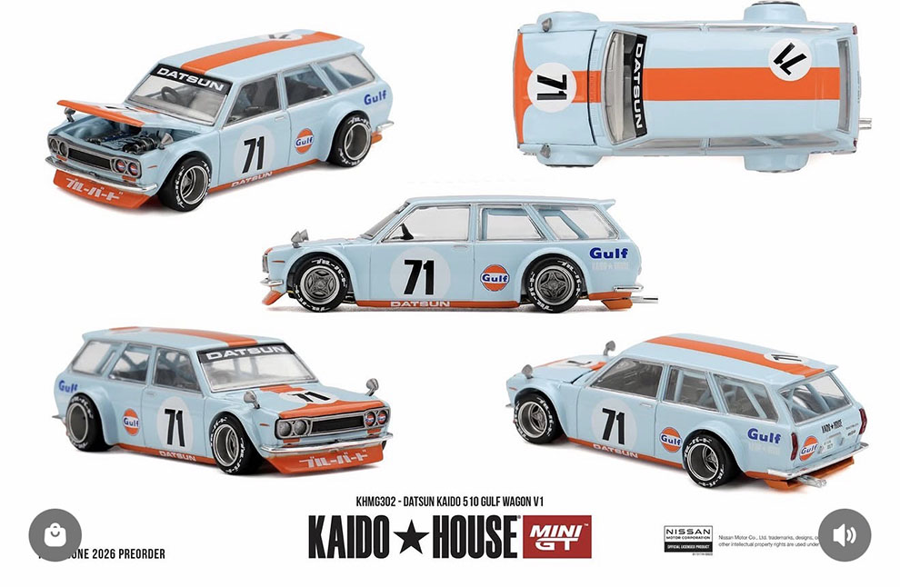 MINI GT 1/64 KAIDO HOUSE DATSUN 510 WAGON GULF / *FREE USA SHIPPING