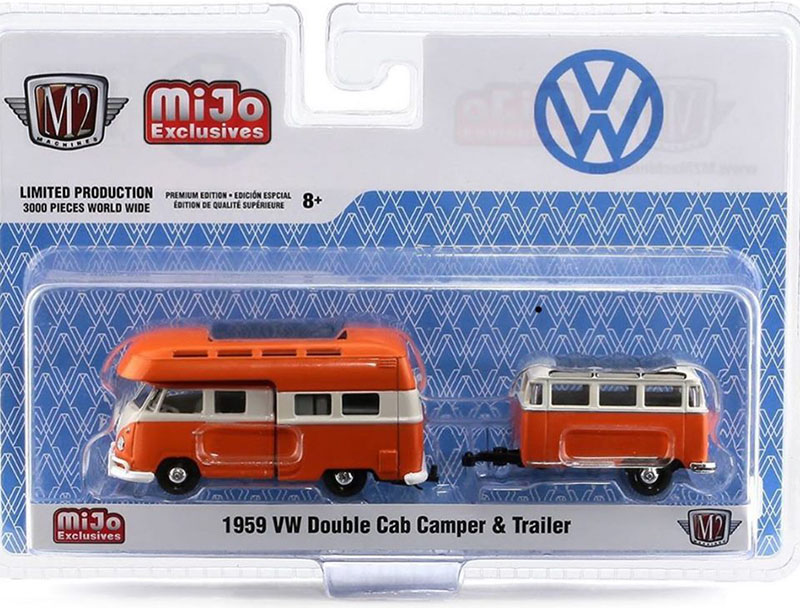 M2 MIJO EXCLUSIVE ORANGE CAMPER VW AND TRAILER SET  / FREE USA SHIPPING*