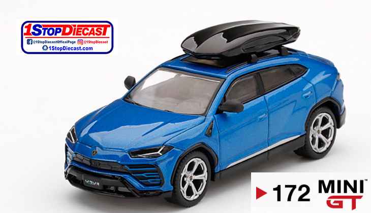 MINI GT 1/64 LAMBORGHINI URUS with ROOF BOX IN BLUE   / HOBBY EXCLUSIVE / LIMITED EDITION / *FREE USA SHIPPING