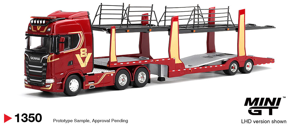 MINI GT 1/64 SCANIA 770S A6X4NA CAR TRANSPORTER V8 50TH ANNIVERSARY - RED / *FREE USA SHIPPING