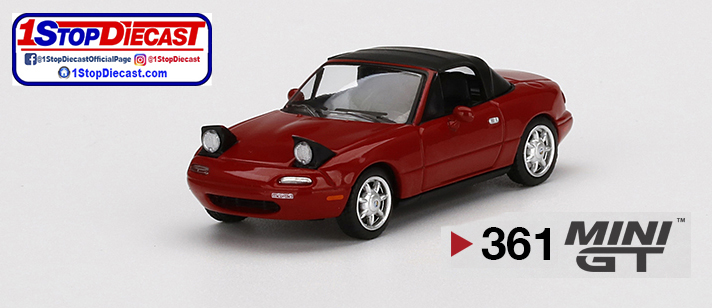 MINI GT 1/64 MAZDA MIATA MX-5 RED HEADLIGHTS UP SOFT TOP / MIJO HOBBY EXCLUSIVE / *FREE USA SHIPPING