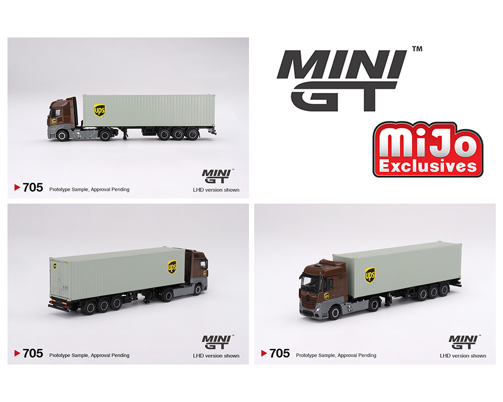 MINI GT 1/64 MERCEDES BENZ ACTROS UPS 40 FT DRY CONTAINER / *FREE USA SHIPPING