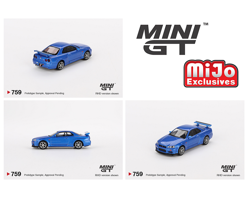 MINI GT 1/64 NISSAN SKYLINE GT-R R34 V-SPEC BAYSIDE BLUE / *FREE USA SHIPPING