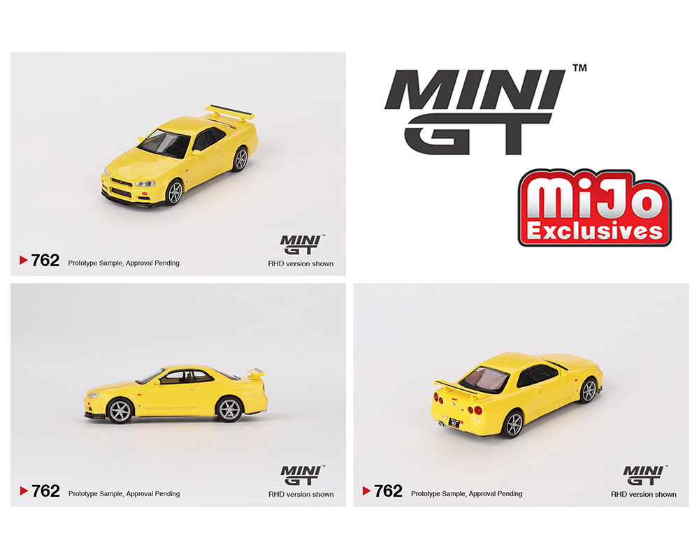 MINI GT 1/64 NISSAN SKYLINE GT-R R34 V-SPEC YELLOW / *FREE USA SHIPPING