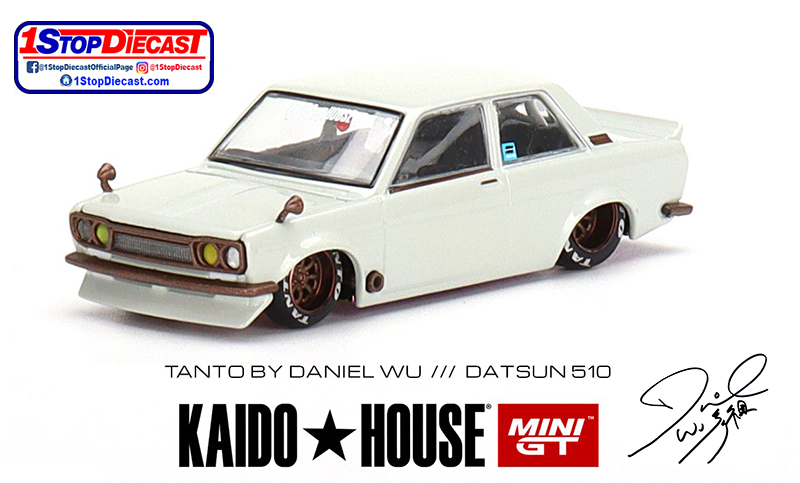 MINI GT 1/64 KAIDO HOUSE DATSUN 510 STREET VERSION DANIEL WU WHITE  / *FREE USA SHIPPING