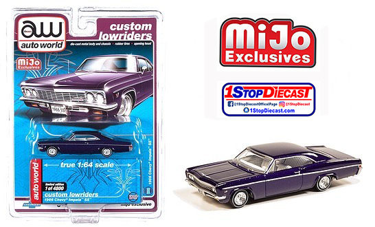 AUTO WORLD 1/64 MIJO LOW RIDER  1966 CHEVY IMPALA METALLIC  PURPLE /  LIMITED TO 4800 / MIJO EXCLUSIVE / FREE SHIPPING*