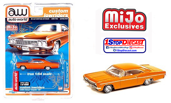 AUTO WORLD 1/64 MIJO LOW RIDER  1966 CHEVY IMPALA METALLIC  ORANGE /  LIMITED TO 4800 / MIJO EXCLUSIVE / FREE SHIPPING*