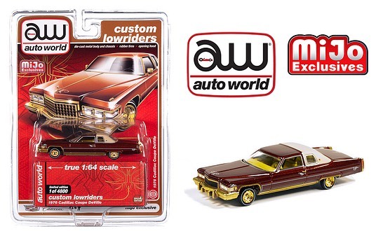 AUTO WORLD 1/64 MIJO LOW RIDER 1976 CADILLAC COUPE DEVILL BROWN /  LIMITED TO 4800 / MIJO EXCLUSIVE / FREE SHIPPING*