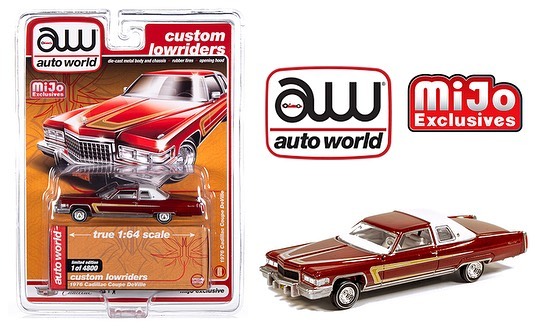 AUTO WORLD 1/64 MIJO LOW RIDER 1976 CADILLAC COUPE DEVILL BURGUNDY /  LIMITED TO 4800 / MIJO EXCLUSIVE / FREE SHIPPING*