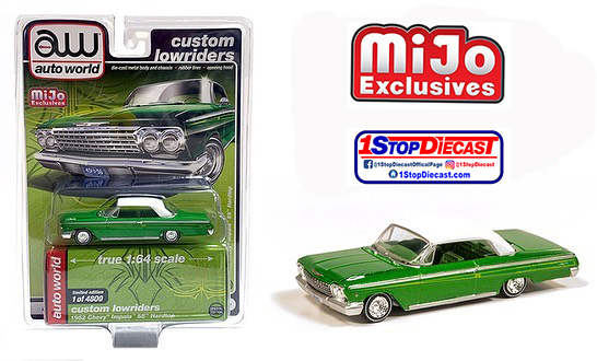 AUTO WORLD 1/64 MIJO LOW RIDER  1962 CHEVY IMPALA GREEN /  LIMITED TO 4800 / MIJO EXCLUSIVE / FREE SHIPPING*