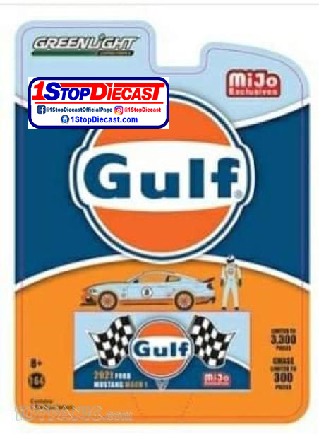 GREENLIGHT MIJO 1/64 2021 MUSTANG MACH GULF RACING / MIJO EXCLUSIVE / FREE SHIPPING*