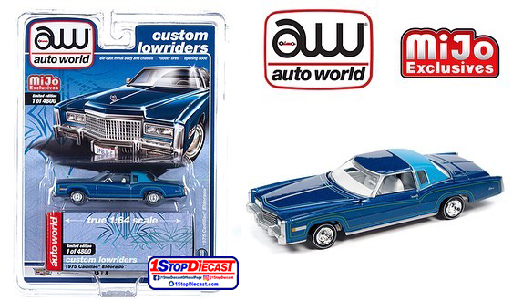 AUTO WORLD 1/64 MIJO LOW RIDER 75 CADILLAC ELDORADO BLUE /  LIMITED TO 4800 / MIJO EXCLUSIVE / FREE SHIPPING*