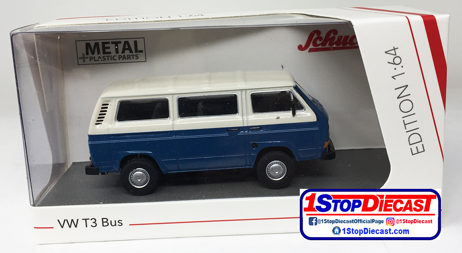 SCHUCO 1/64 VW T3 BUS BLUE AND WHITE  / HOBBY EXCLUSIVE / *FREE USA SHIPPING