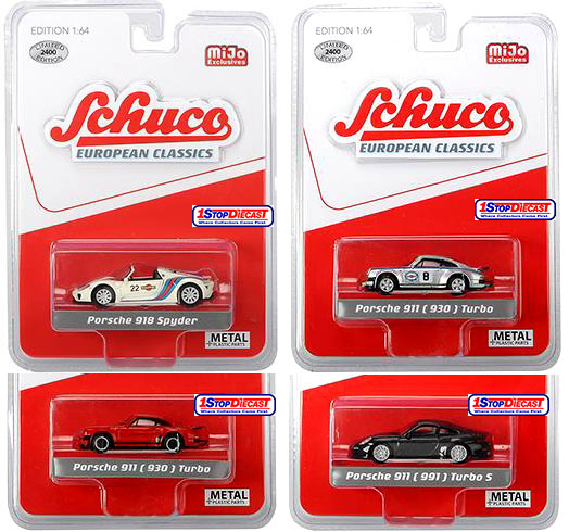 1/64 SCHUCO PORSCHE MIJO EXCLUSIVE LIMITED EDITIONS OF ONLY 2400 / SET OF 4 / FREE SHIPPING*