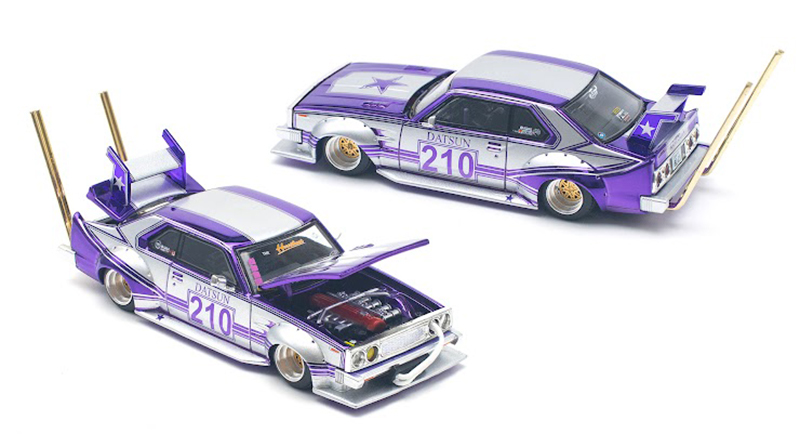 POP RACE 1/64 SKYLINE C210 KAIDO RACER BOSOZOKU PURPLE CHROME * SILVER / *FREE USA SHIPPING