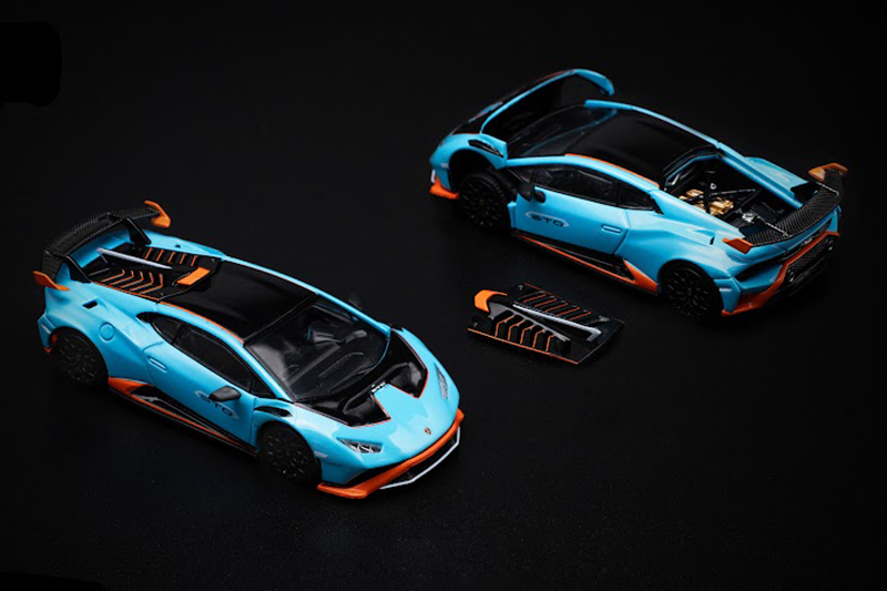 POP RACE 1/64 LAMBORGHINI HURACAN STO BLUE / ARANCIO / *FREE USA SHIPPING