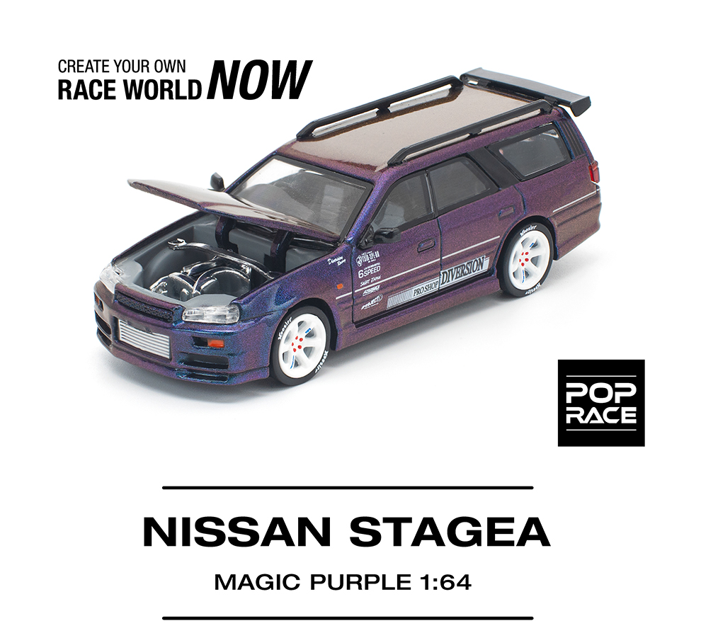 POP RACE 1/64 NISSAN STAGEA MAGIC PURPLE / *FREE USA SHIPPING