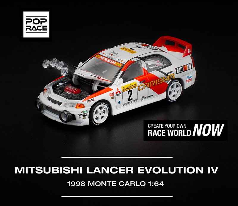 POP RACE 1/64 MITSUBISHI LANCER EVOLUTION IV  1998 MONTE CARLO RALLY / *FREE USA SHIPPING