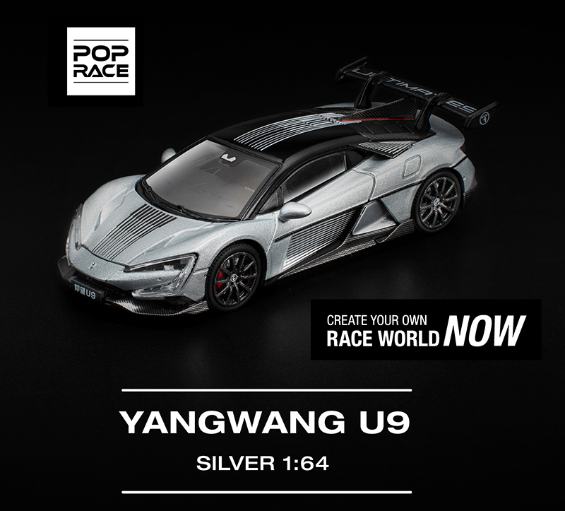 POP RACE 1/64 YANGWANG U9 SILVER / *FREE USA SHIPPING