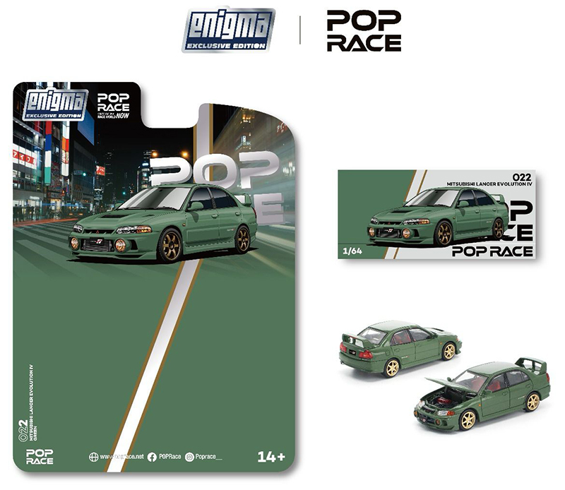 POP RACE 1/64 MITSUBISHI LANCER EVOLUTION IV GREEN / *FREE USA SHIPPING