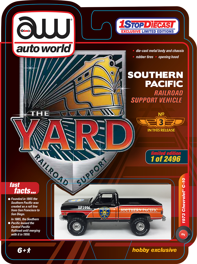 1 STOP LIMITEDS AUTO WORLD THE YARD #3 SOUTHERN PACIFIC POLICE 73 SILVERADO 4X4 / LE OF 2496 / *FREE USA SHIPPING