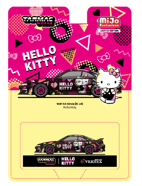 TARMAC 1/64 VERTEX NISSAN S14 HELLO KITTY BLACK CHROME / *FREE USA SHIPPING