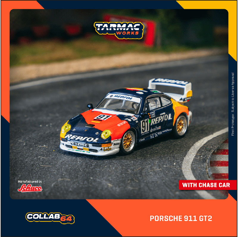 TARMAC  X SCHUCO 1/64 PORSCHE 911 GT2 LE MANS 1995 #91 / *FREE USA SHIPPING