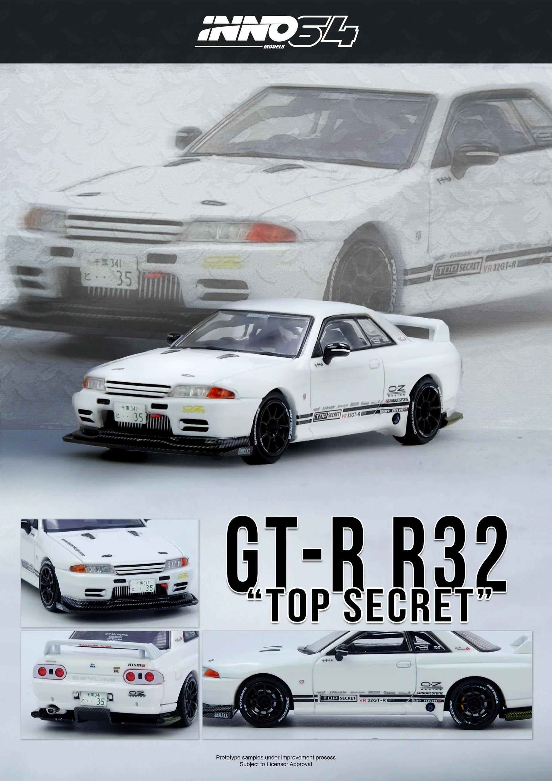 INNO64 1/64 TOP SECRET NISSAN SKYLINE VR32 GT-R WHITE  / *FREE USA SHIPPING