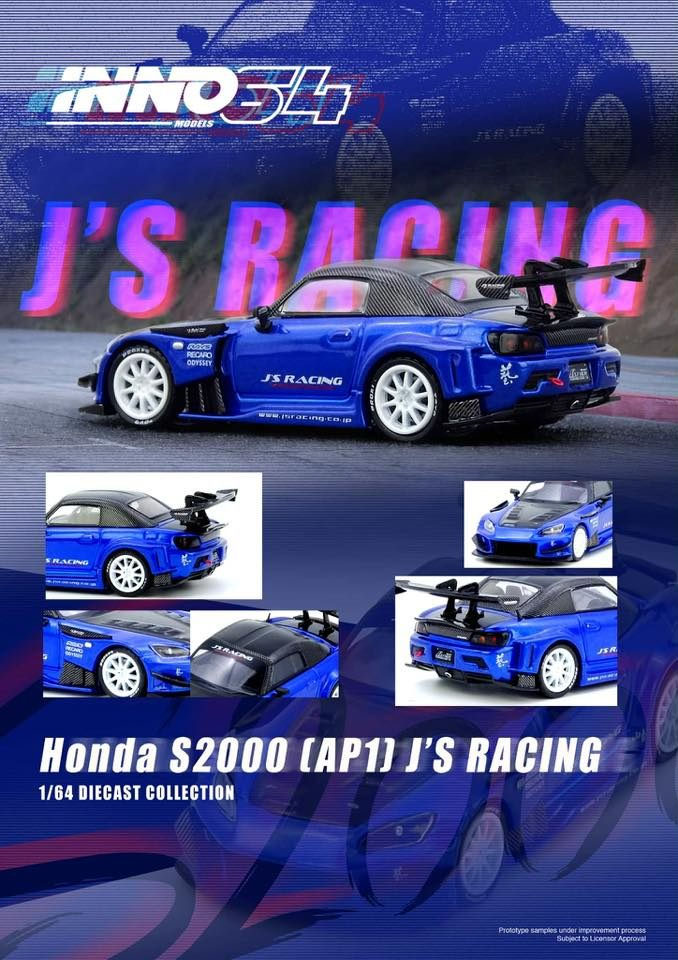 INNO64 1/64 HONDA S2000 J'S RACING BLUE  / *FREE USA SHIPPING